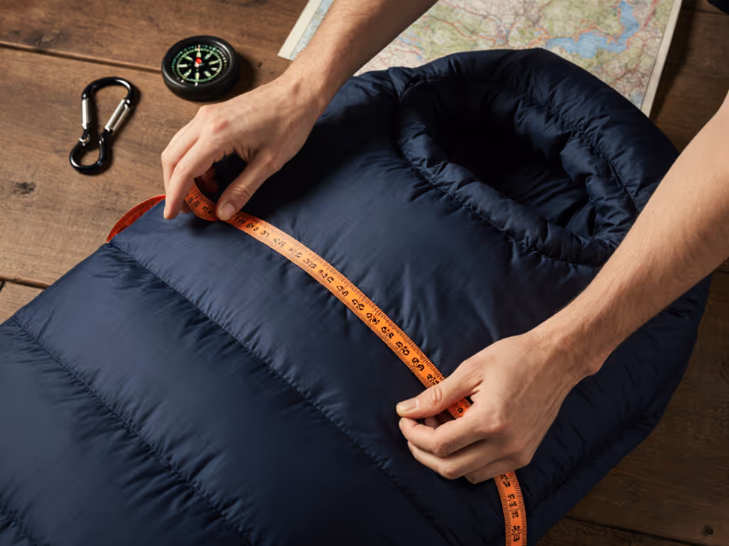 person_using_tape_measure_to_check_sleeping_bag_dimensions